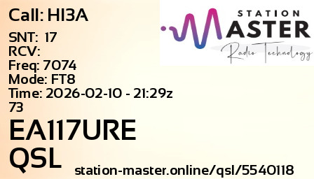 QSL Card for EA117URE QSO with HI3A