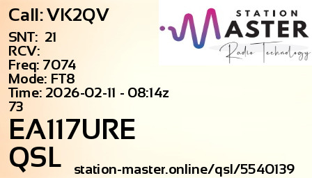 QSL Card for EA117URE QSO with VK2QV