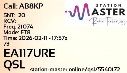 QSL Card for EA117URE QSO with AB8KP