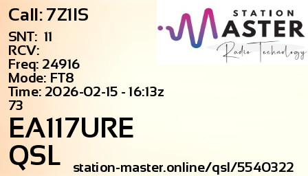QSL Card for EA117URE QSO with 7Z1IS