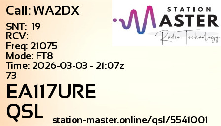 QSL Card for EA117URE QSO with WA2DX