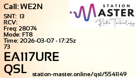 QSL Card for EA117URE QSO with WE2N