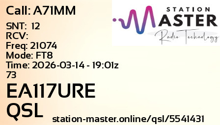 QSL Card for EA117URE QSO with A71MM