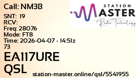 QSL Card for EA117URE QSO with NM3B
