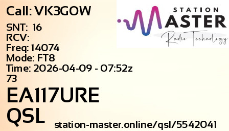 QSL Card for EA117URE QSO with VK3GOW