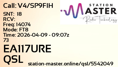 QSL Card for EA117URE QSO with V4/SP9FIH
