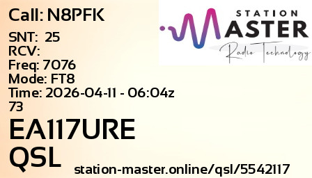 QSL Card for EA117URE QSO with N8PFK