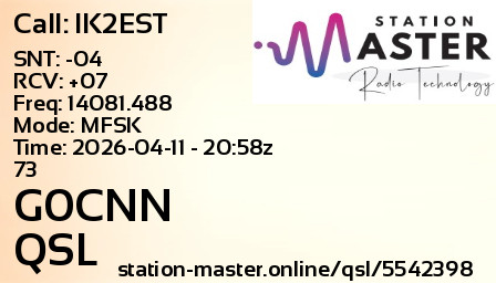 QSL Card for G0CNN QSO with IK2EST