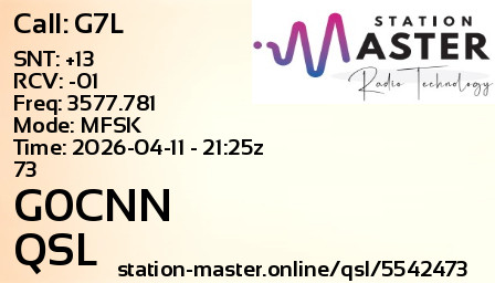 QSL Card for G0CNN QSO with G7L