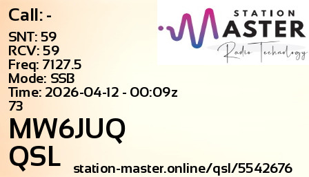 QSL Card for MW6JUQ QSO with -