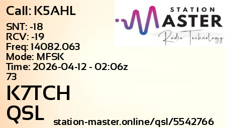 QSL Card for K7TCH QSO with K5AHL