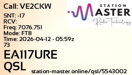 QSL Card for EA117URE QSO with VE2CKW