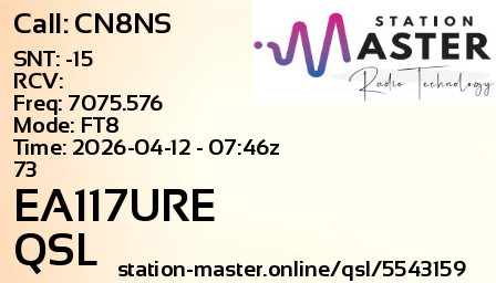 QSL Card for EA117URE QSO with CN8NS