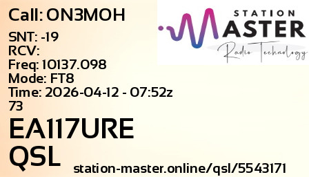 QSL Card for EA117URE QSO with ON3MOH