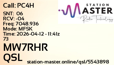 QSL Card for MW7RHR QSO with PC4H