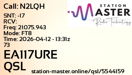 QSL Card for EA117URE QSO with N2LQH