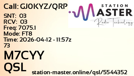 QSL Card for M7CYY QSO with GJ0KYZ/QRP
