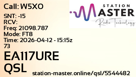 QSL Card for EA117URE QSO with W5XO