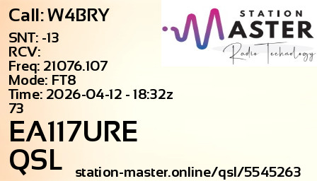 QSL Card for EA117URE QSO with W4BRY