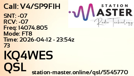 QSL Card for KQ4WES QSO with V4/SP9FIH