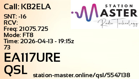 QSL Card for EA117URE QSO with KB2ELA