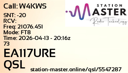 QSL Card for EA117URE QSO with W4KWS
