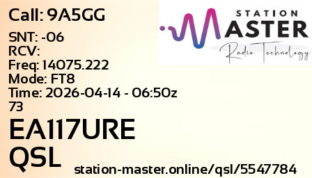 QSL Card for EA117URE QSO with 9A5GG