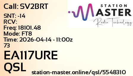 QSL Card for EA117URE QSO with SV2BRT