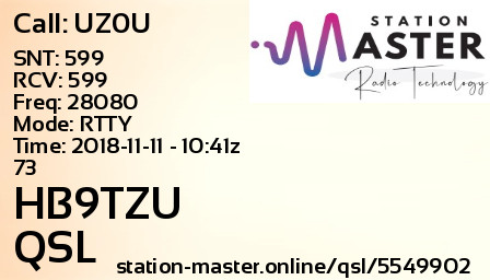 QSL Card for HB9TZU QSO with UZ0U