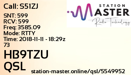 QSL Card for HB9TZU QSO with S51ZJ