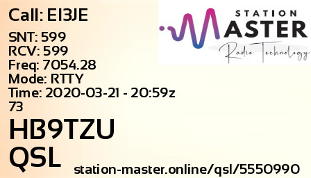 QSL Card for HB9TZU QSO with EI3JE