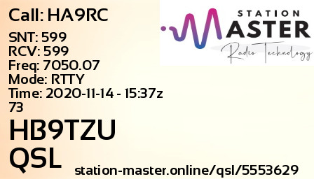 QSL Card for HB9TZU QSO with HA9RC