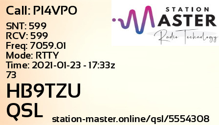 QSL Card for HB9TZU QSO with PI4VPO