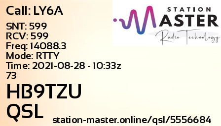 QSL Card for HB9TZU QSO with LY6A
