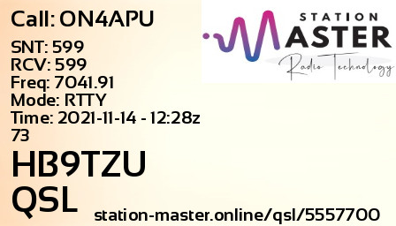 QSL Card for HB9TZU QSO with ON4APU