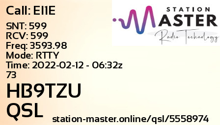QSL Card for HB9TZU QSO with EI1E