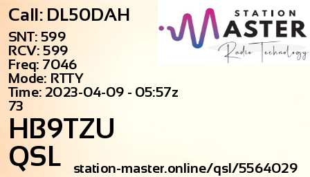 QSL Card for HB9TZU QSO with DL50DAH