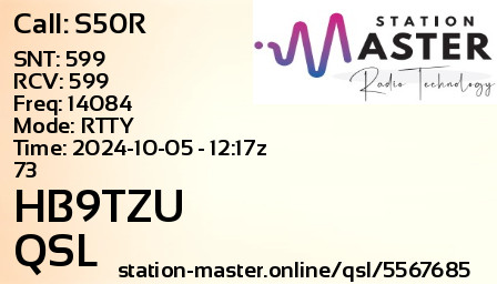 QSL Card for HB9TZU QSO with S50R