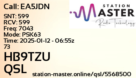 QSL Card for HB9TZU QSO with EA5JDN