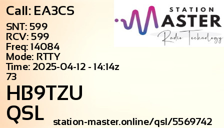 QSL Card for HB9TZU QSO with EA3CS