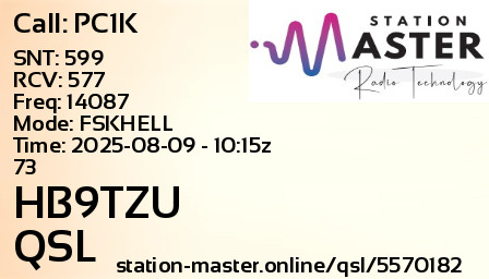 QSL Card for HB9TZU QSO with PC1K