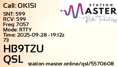 QSL Card for HB9TZU QSO with OK1SI