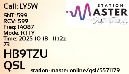 QSL Card for HB9TZU QSO with LY5W