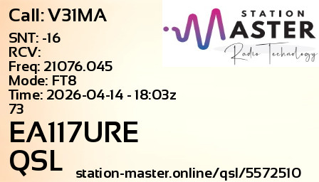 QSL Card for EA117URE QSO with V31MA