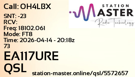 QSL Card for EA117URE QSO with OH4LBX