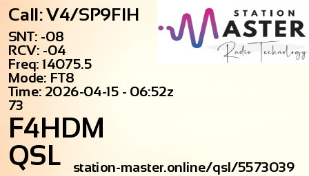 QSL Card for F4HDM QSO with V4/SP9FIH