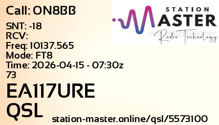 QSL Card for EA117URE QSO with ON8BB