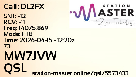 QSL Card for MW7JVW QSO with DL2FX