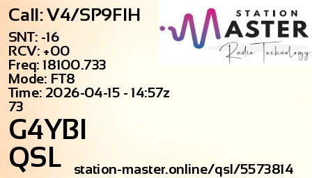 QSL Card for G4YBI QSO with V4/SP9FIH