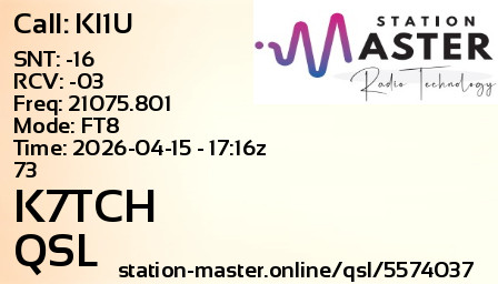 QSL Card for K7TCH QSO with KI1U